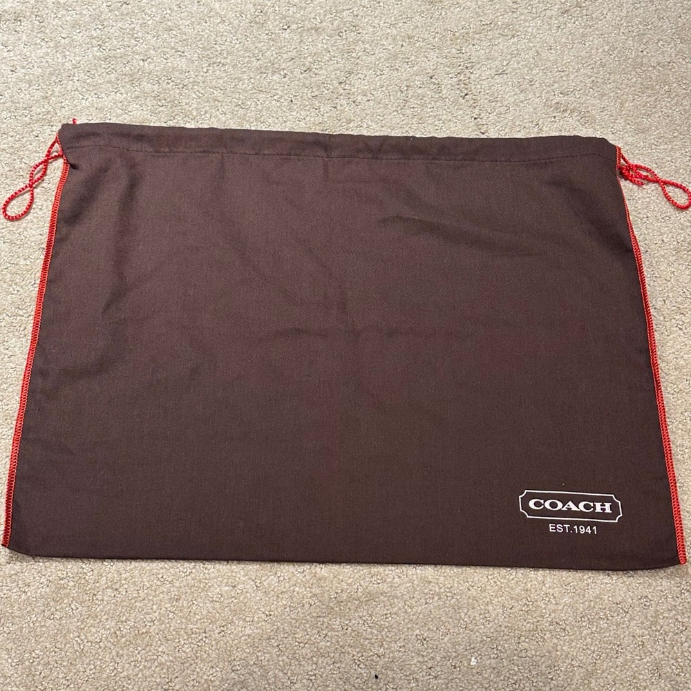 Coach Brown Red Drawstring Dust Bag for Handbags 19x15 EST 1941 Logo